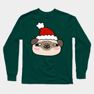 Santa Hat Pug Face Long Sleeve T-Shirt